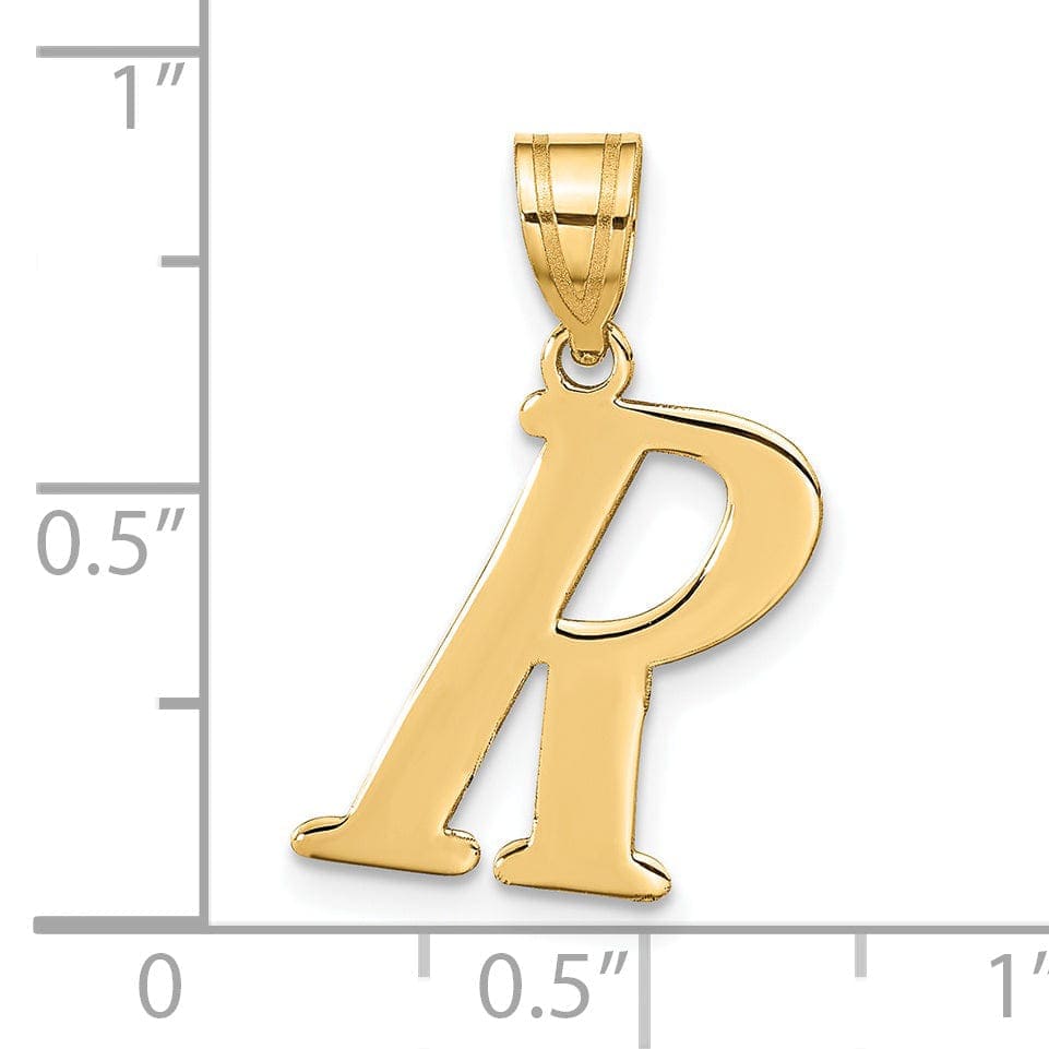 Lovely Rita's Pendants & Charms 14k Yellow Gold Slanted Design Letter R Initial Charm Pendant