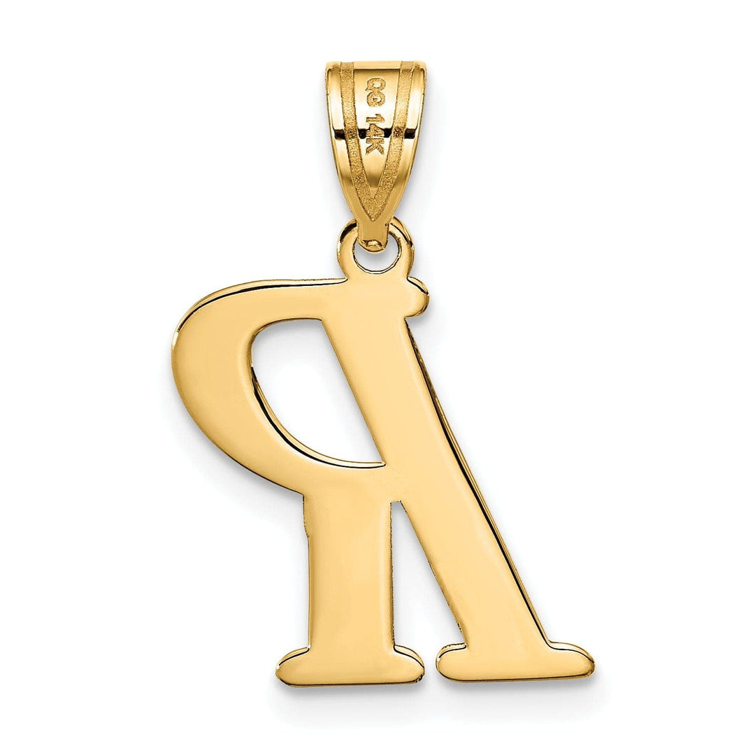 Lovely Rita's Pendants & Charms 14k Yellow Gold Slanted Design Letter R Initial Charm Pendant