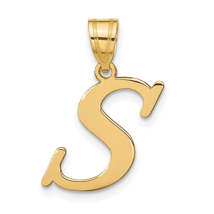 Lovely Rita's Pendants & Charms 14k Yellow Gold Slanted Design Letter S Initial Charm Pendant