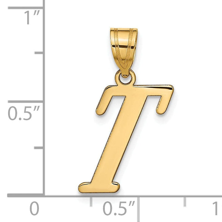 Lovely Rita's Pendants & Charms 14k Yellow Gold Slanted Design Letter T Initial Charm Pendant