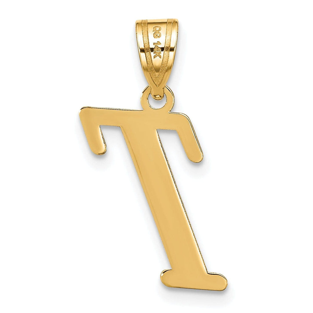 Lovely Rita's Pendants & Charms 14k Yellow Gold Slanted Design Letter T Initial Charm Pendant