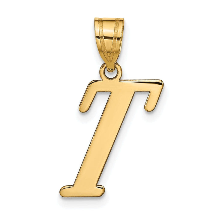 Lovely Rita's Pendants & Charms 14k Yellow Gold Slanted Design Letter T Initial Charm Pendant