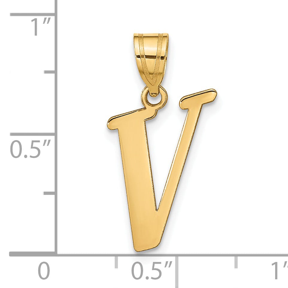 Lovely Rita's Pendants & Charms 14k Yellow Gold Slanted Design Letter V Initial Charm Pendant
