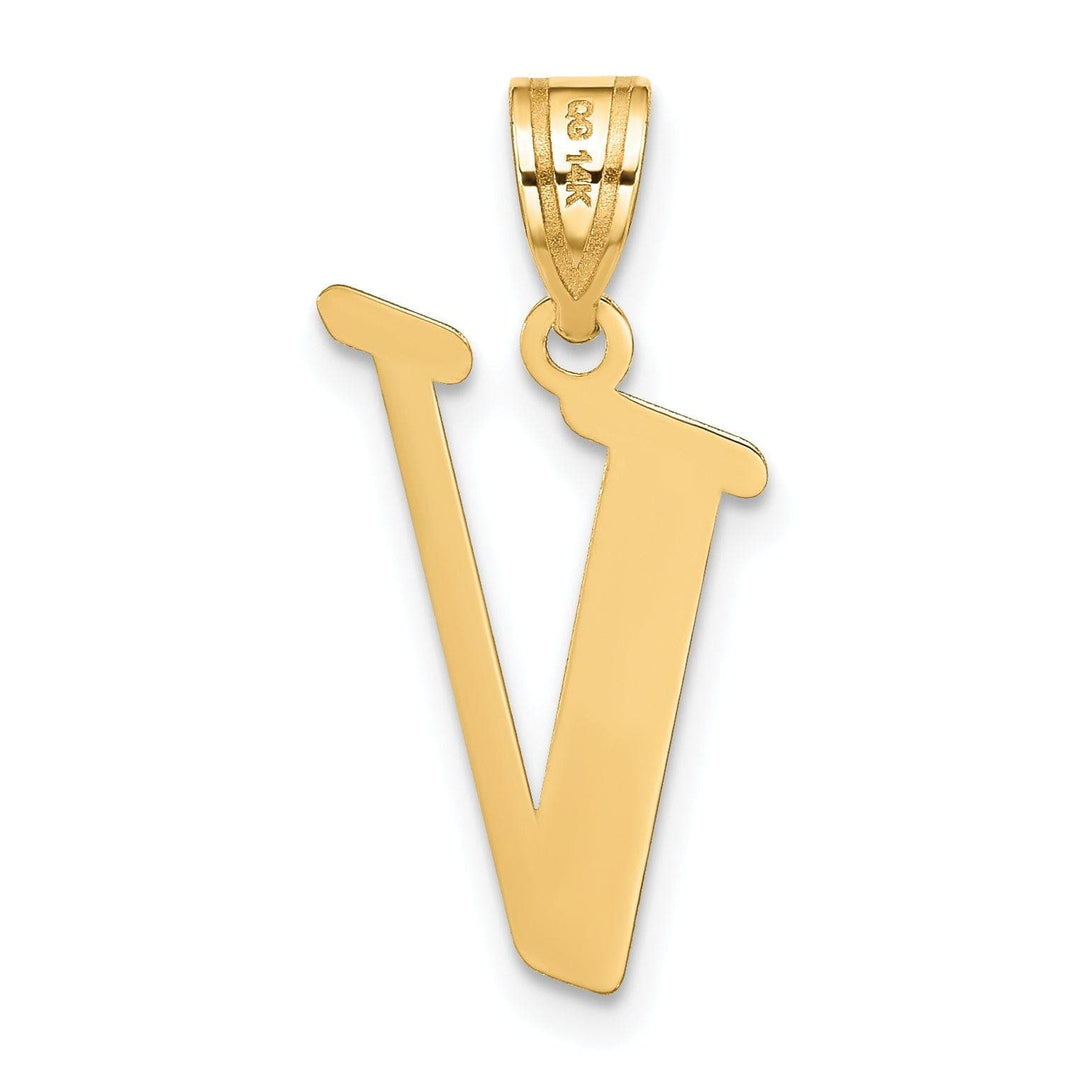 Lovely Rita's Pendants & Charms 14k Yellow Gold Slanted Design Letter V Initial Charm Pendant