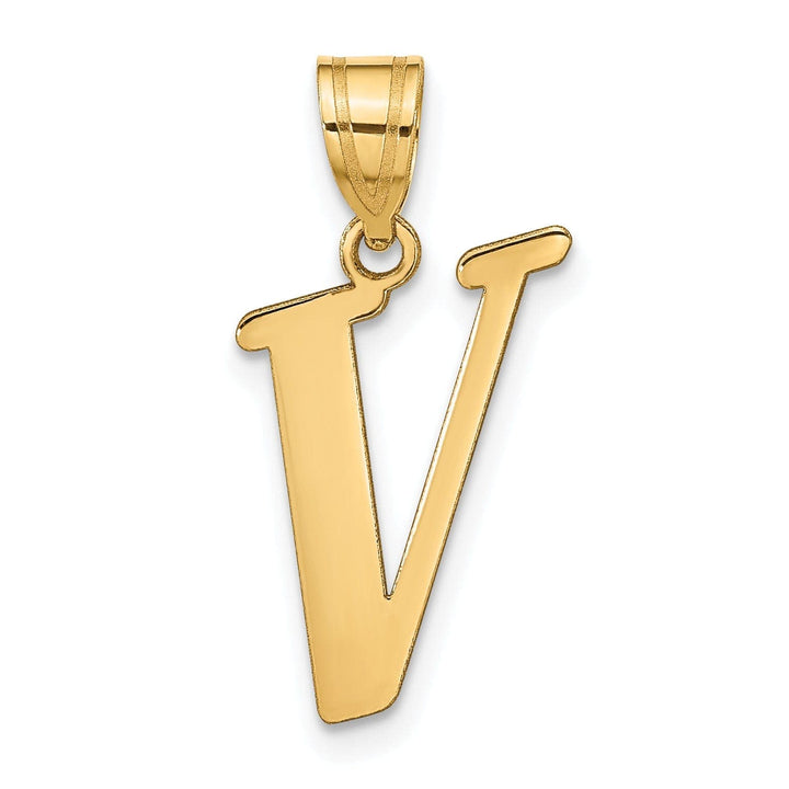 Lovely Rita's Pendants & Charms 14k Yellow Gold Slanted Design Letter V Initial Charm Pendant