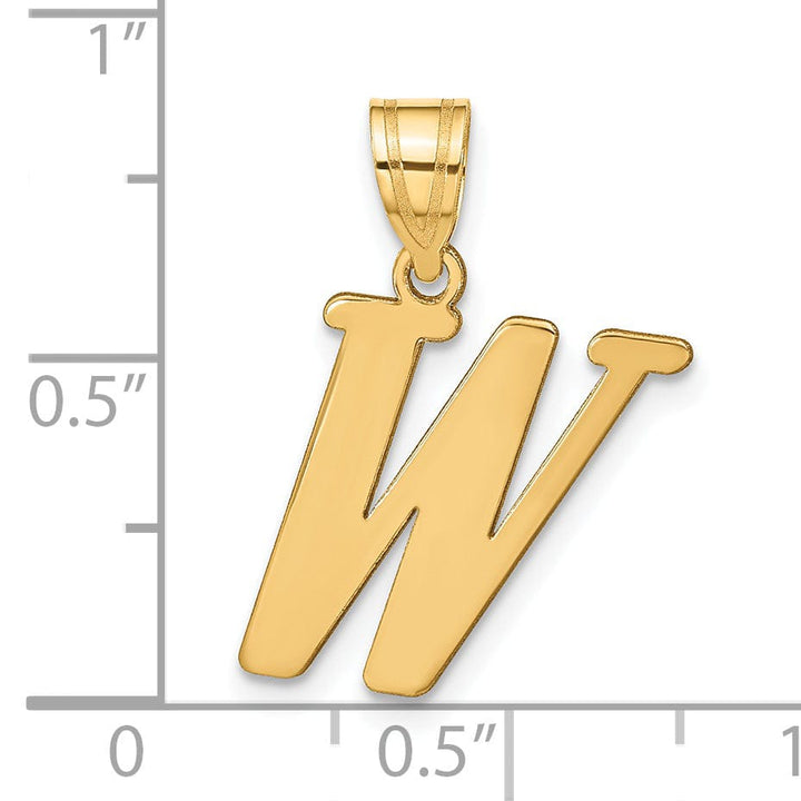 Lovely Rita's Pendants & Charms 14k Yellow Gold Slanted Design Letter W Initial Charm Pendant