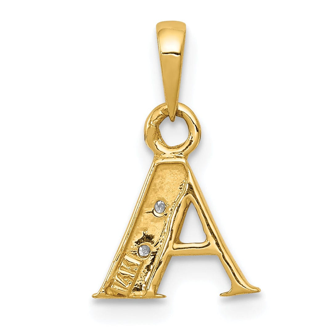 Lovely Rita's Pendants & Charms 14K Yellow Gold Small 0.01CT Diamond Letter A Initial Block Pendant