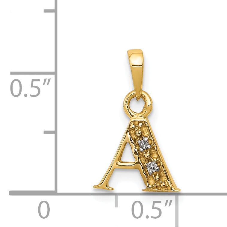 Lovely Rita's Pendants & Charms 14K Yellow Gold Small 0.01CT Diamond Letter A Initial Block Pendant