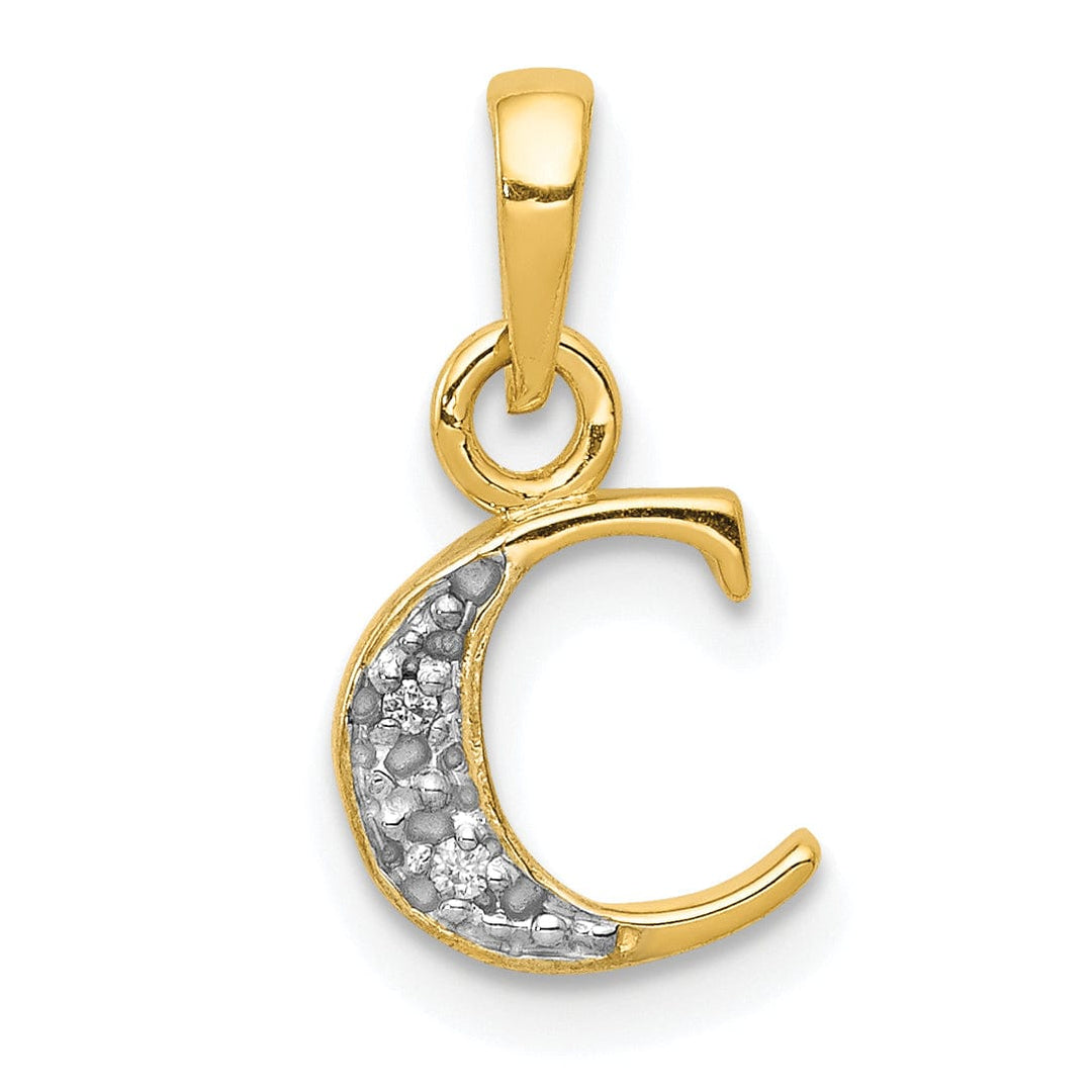 Lovely Rita's Pendants & Charms 14K Yellow Gold Small 0.01CT Diamond Letter C Initial Block Pendant