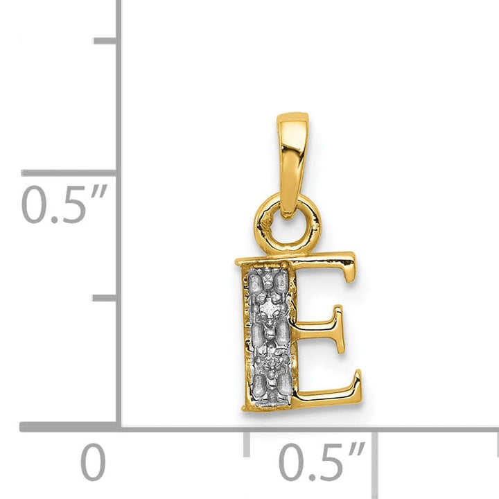 Lovely Rita's Pendants & Charms 14K Yellow Gold Small 0.01CT Diamond Letter E Initial Block Pendant