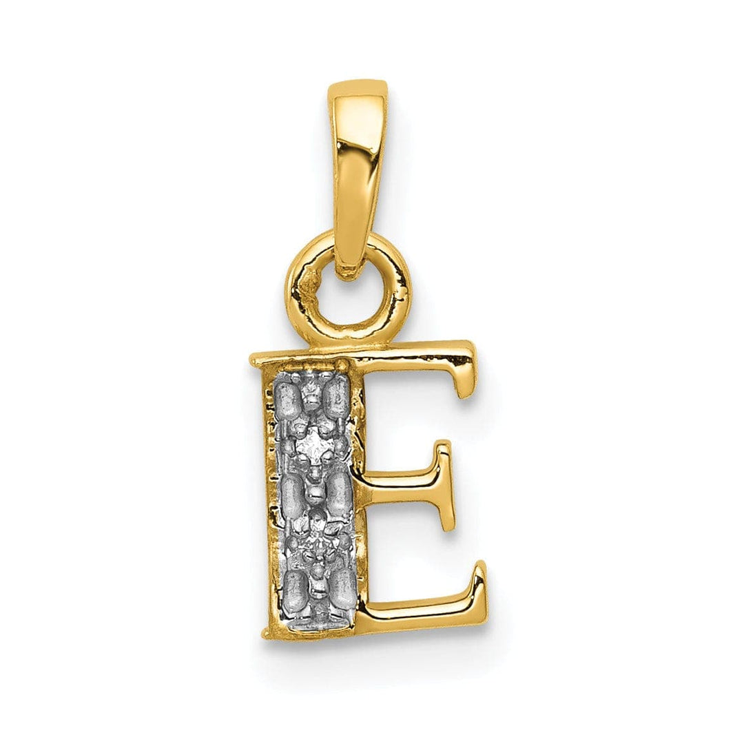 Lovely Rita's Pendants & Charms 14K Yellow Gold Small 0.01CT Diamond Letter E Initial Block Pendant