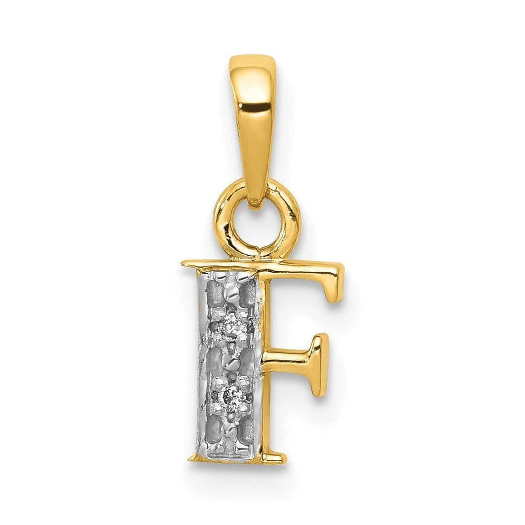 Lovely Rita's Pendants & Charms 14K Yellow Gold Small 0.01CT Diamond Letter F Initial Block Pendant