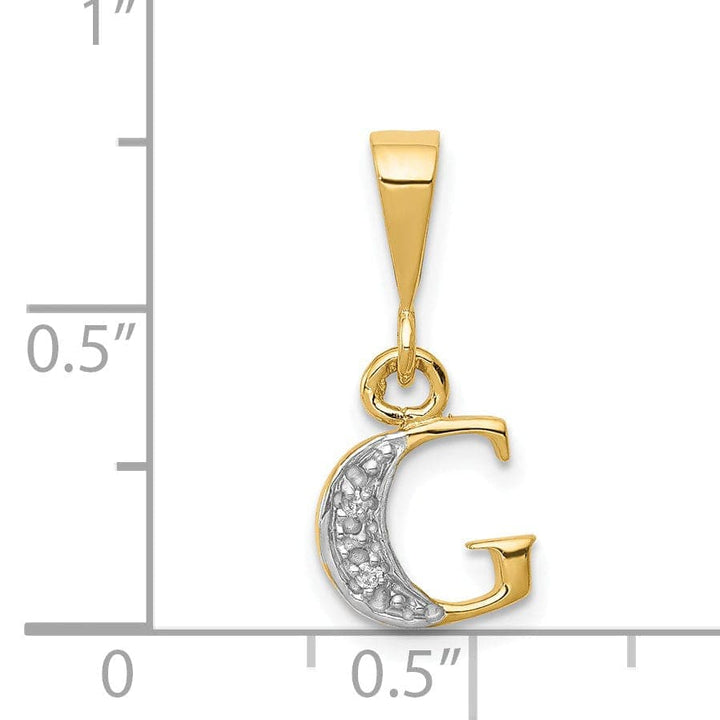 Lovely Rita's Pendants & Charms 14K Yellow Gold Small 0.01CT Diamond Letter G Initial Block Pendant