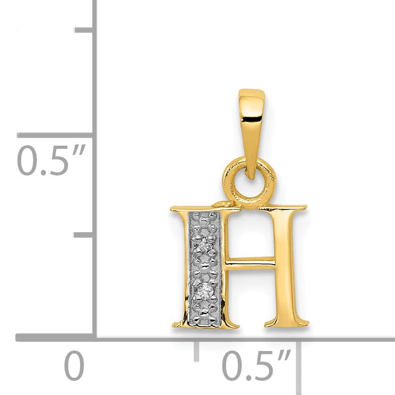 Lovely Rita's Pendants & Charms 14K Yellow Gold Small 0.01CT Diamond Letter H Initial Block Pendant