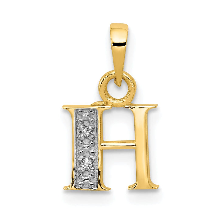 Lovely Rita's Pendants & Charms 14K Yellow Gold Small 0.01CT Diamond Letter H Initial Block Pendant