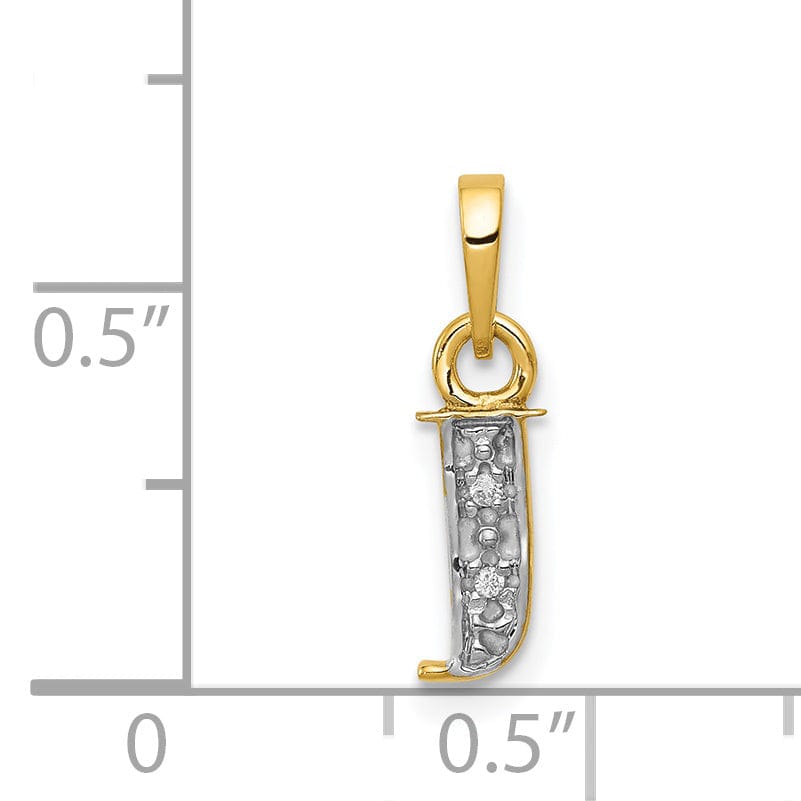 Lovely Rita's Pendants & Charms 14K Yellow Gold Small 0.01CT Diamond Letter J Initial Block Pendant