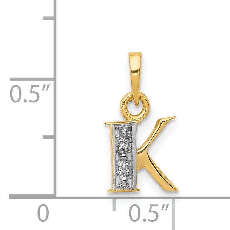 Lovely Rita's Pendants & Charms 14K Yellow Gold Small 0.01CT Diamond Letter K Initial Block Pendant