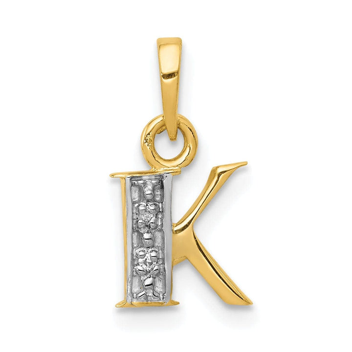 Lovely Rita's Pendants & Charms 14K Yellow Gold Small 0.01CT Diamond Letter K Initial Block Pendant