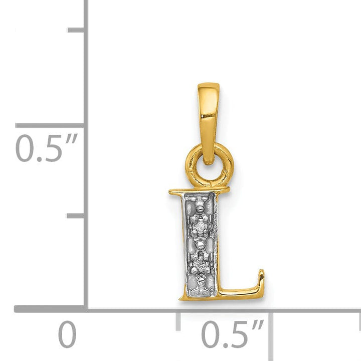 Lovely Rita's Pendants & Charms 14K Yellow Gold Small 0.01CT Diamond Letter L Initial Block Pendant