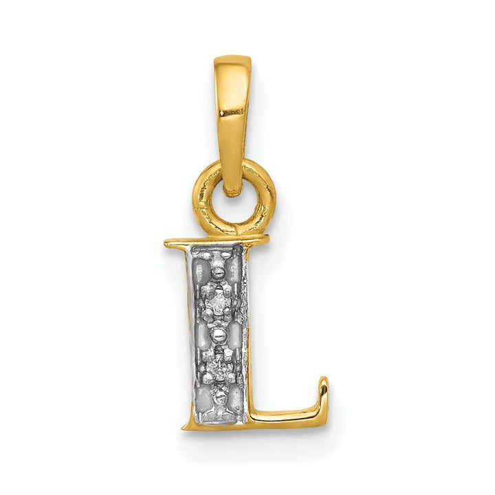 Lovely Rita's Pendants & Charms 14K Yellow Gold Small 0.01CT Diamond Letter L Initial Block Pendant