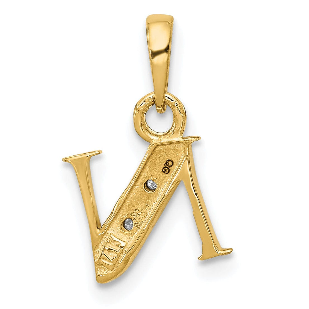 Lovely Rita's Pendants & Charms 14K Yellow Gold Small 0.01CT Diamond Letter N Initial Block Pendant