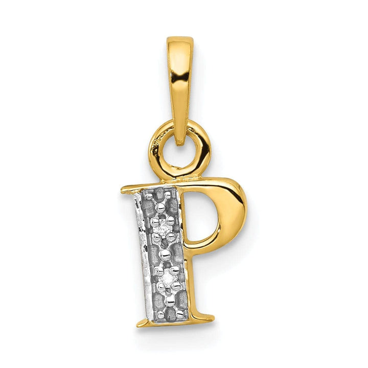 Lovely Rita's Pendants & Charms 14K Yellow Gold Small 0.01CT Diamond Letter P Initial Block Pendant