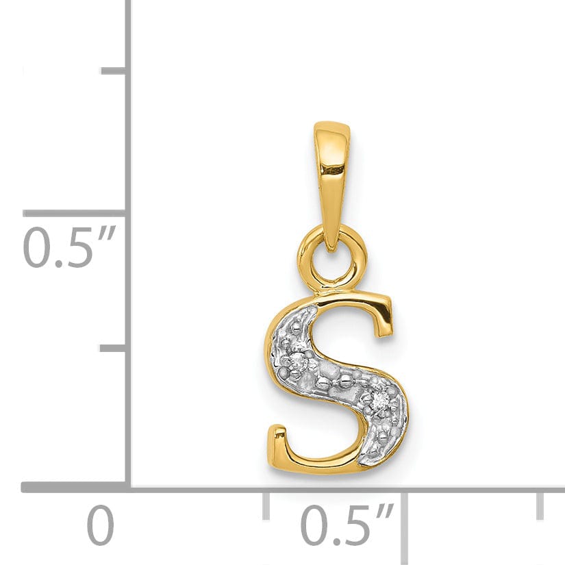 Lovely Rita's Pendants & Charms 14K Yellow Gold Small 0.01CT Diamond Letter S Initial Block Pendant