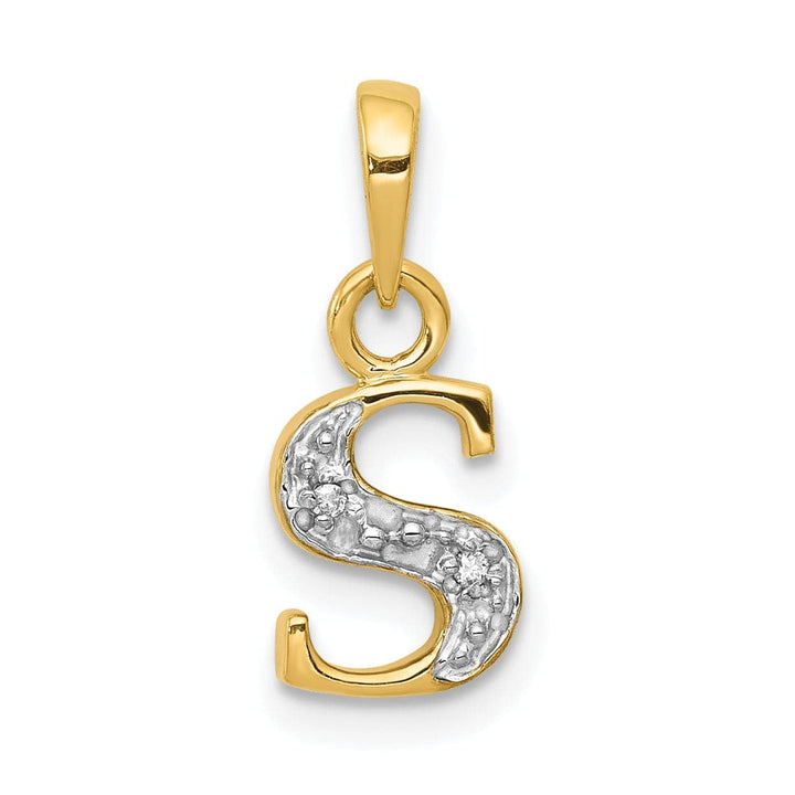 Lovely Rita's Pendants & Charms 14K Yellow Gold Small 0.01CT Diamond Letter S Initial Block Pendant