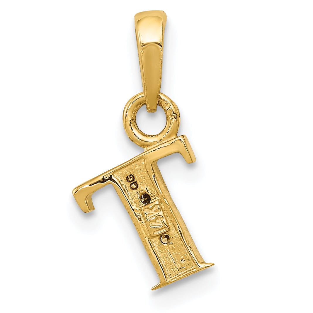 Lovely Rita's Pendants & Charms 14K Yellow Gold Small 0.01CT Diamond Letter T Initial Block Pendant