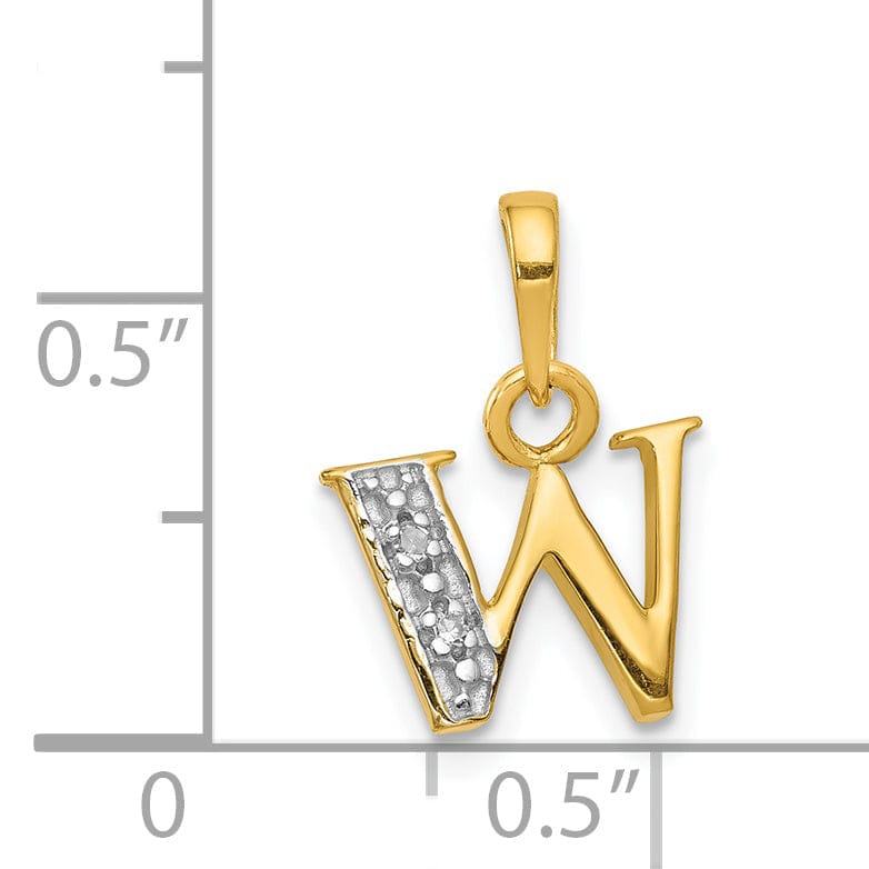 Lovely Rita's Pendants & Charms 14K Yellow Gold Small 0.01CT Diamond Letter W Initial Block Pendant