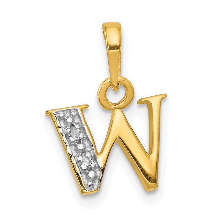Lovely Rita's Pendants & Charms 14K Yellow Gold Small 0.01CT Diamond Letter W Initial Block Pendant