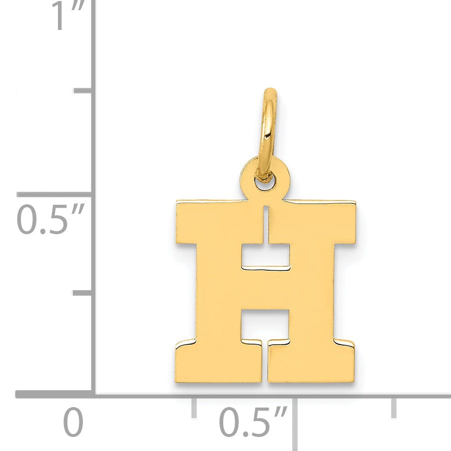 Lovely Rita's Pendants & Charms 14k Yellow Gold Small Block Design Letter H Initial Pendant