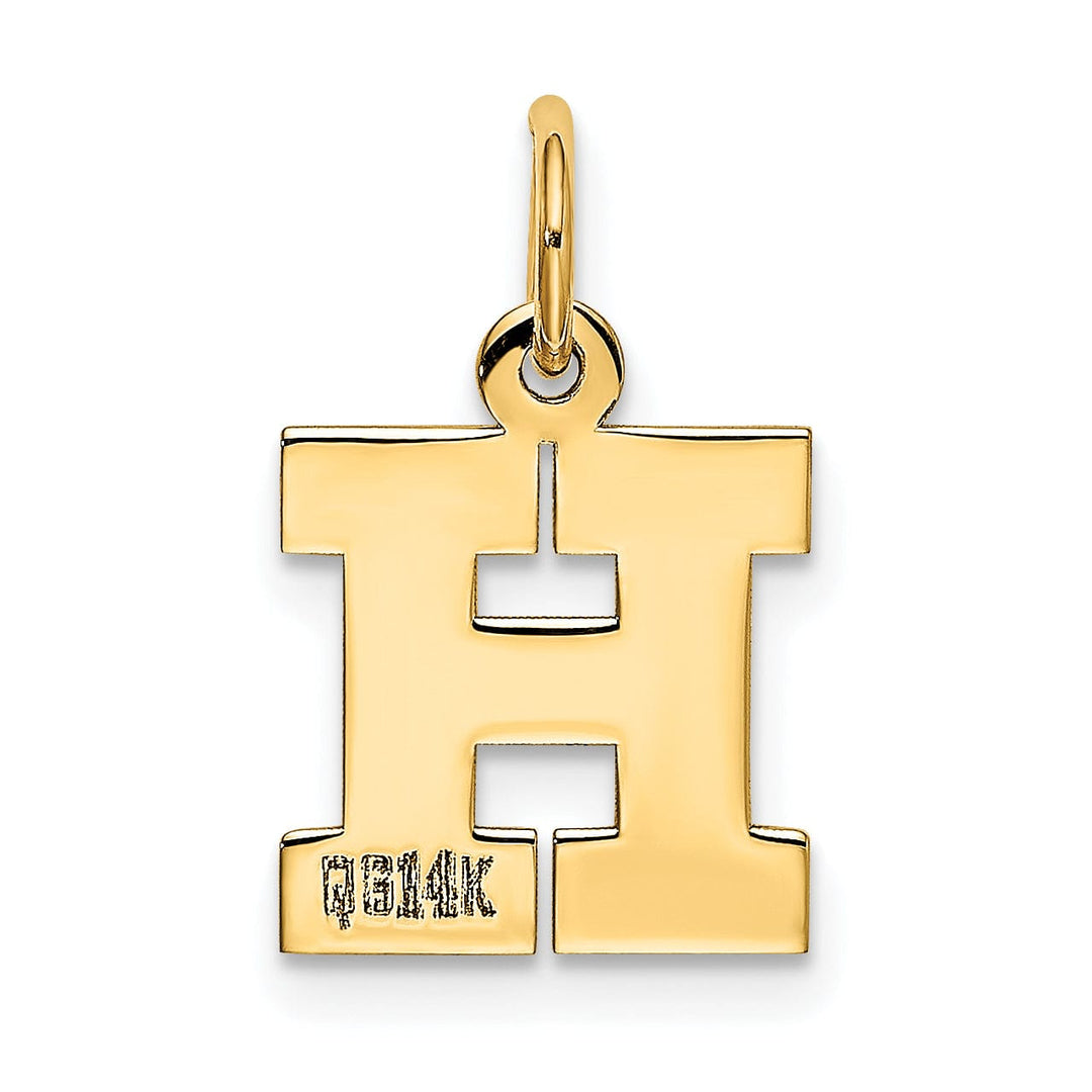 Lovely Rita's Pendants & Charms 14k Yellow Gold Small Block Design Letter H Initial Pendant
