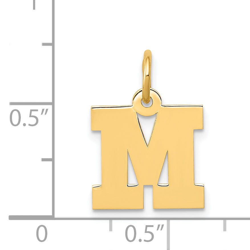 Lovely Rita's Pendants & Charms 14k Yellow Gold Small Block Design Letter M Initial Pendant