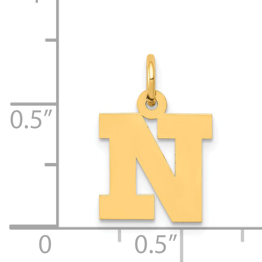 Lovely Rita's Pendants & Charms 14k Yellow Gold Small Block Design Letter N Initial Pendant