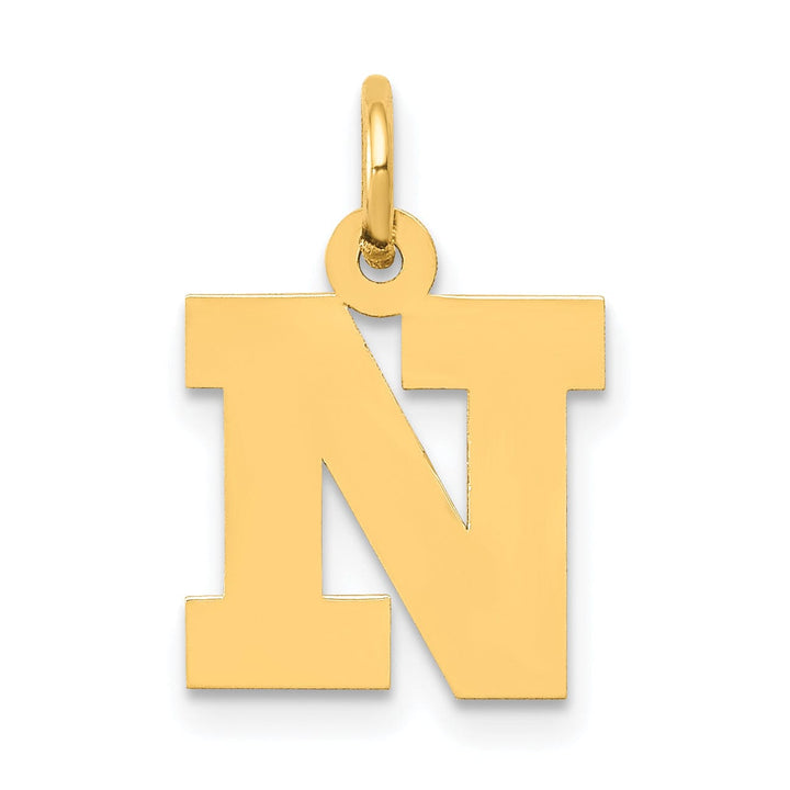 Lovely Rita's Pendants & Charms 14k Yellow Gold Small Block Design Letter N Initial Pendant