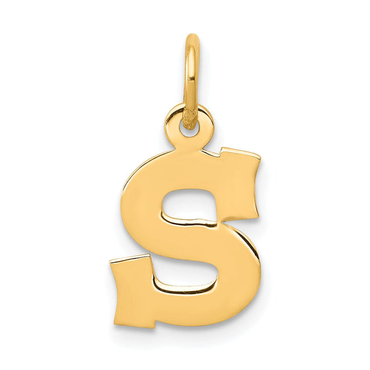 Lovely Rita's Pendants & Charms 14k Yellow Gold Small Block Design Letter S Initial Pendant