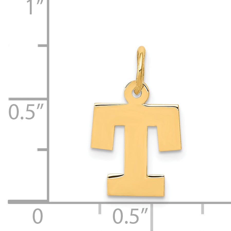 Lovely Rita's Pendants & Charms 14k Yellow Gold Small Block Design Letter T Initial Pendant