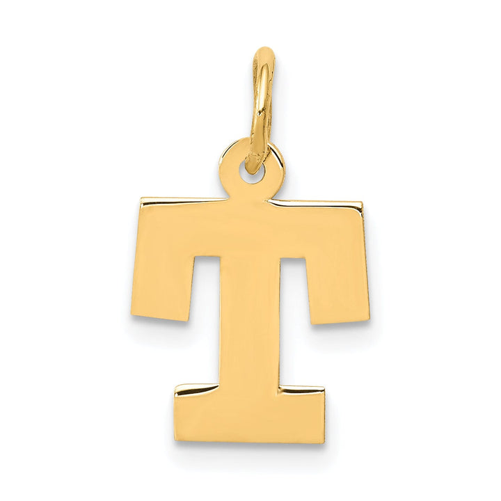 Lovely Rita's Pendants & Charms 14k Yellow Gold Small Block Design Letter T Initial Pendant