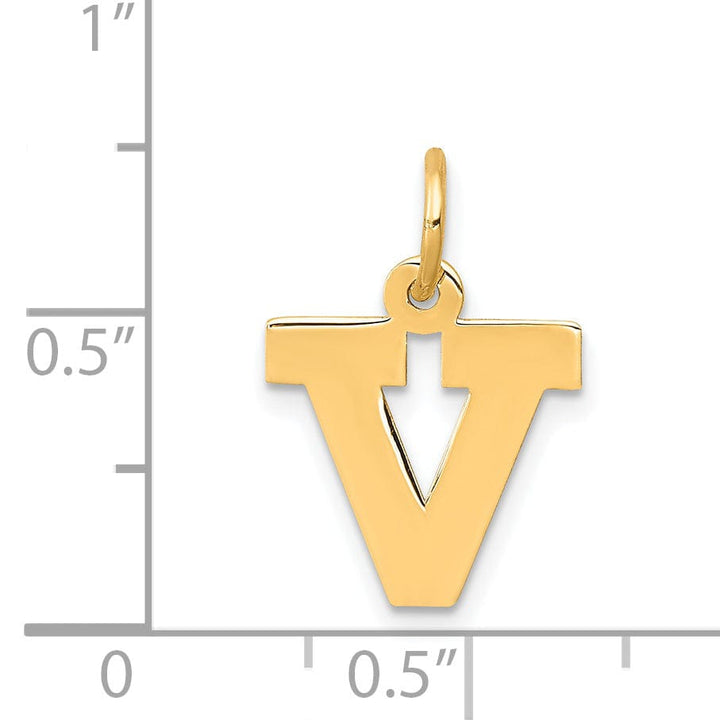Lovely Rita's Pendants & Charms 14k Yellow Gold Small Block Design Letter V Initial Pendant