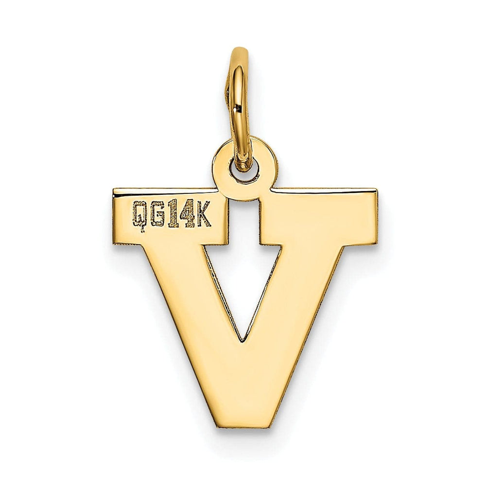 Lovely Rita's Pendants & Charms 14k Yellow Gold Small Block Design Letter V Initial Pendant
