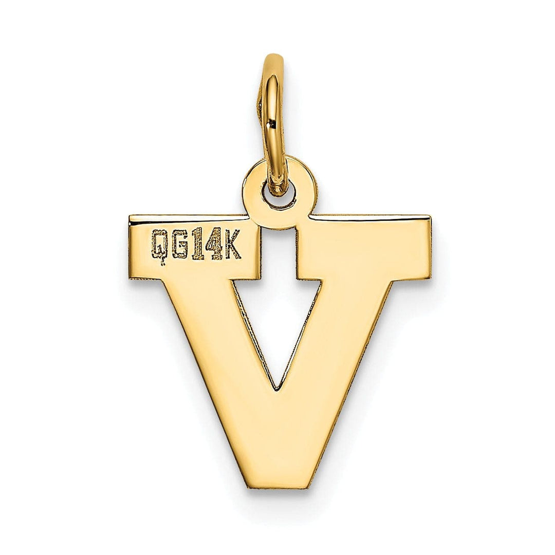 Lovely Rita's Pendants & Charms 14k Yellow Gold Small Block Design Letter V Initial Pendant