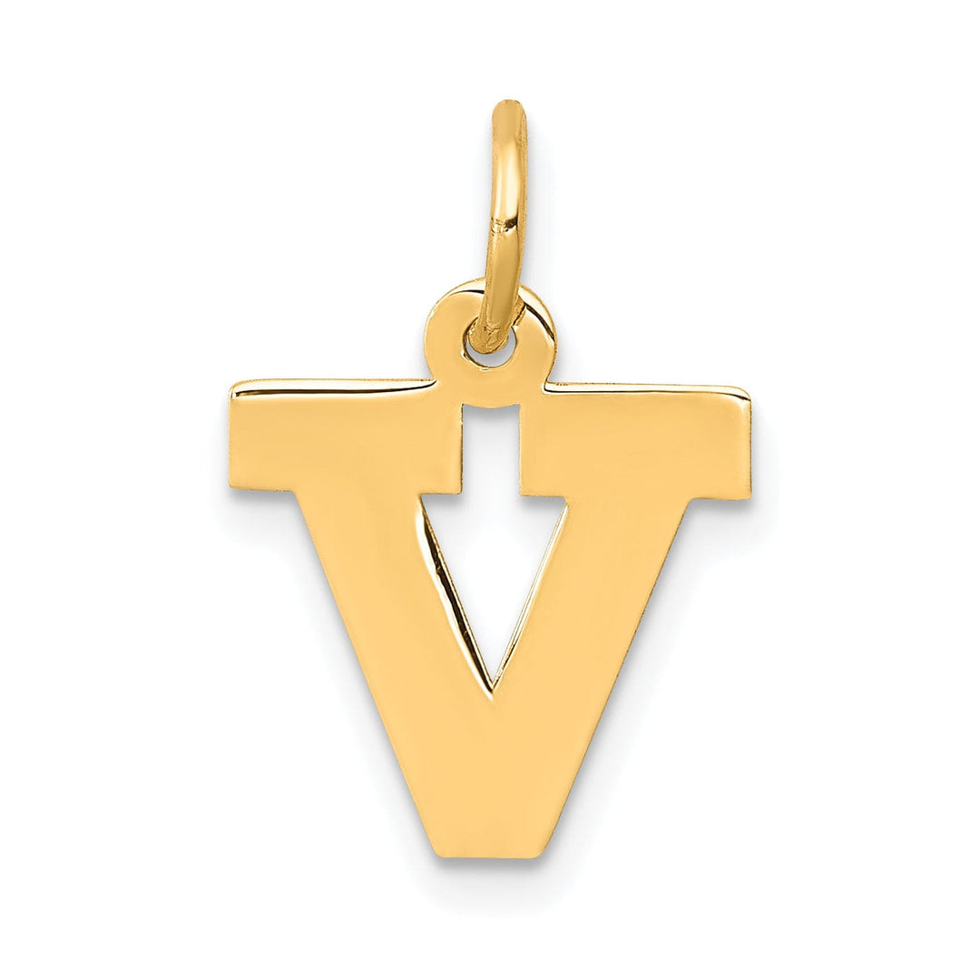 Lovely Rita's Pendants & Charms 14k Yellow Gold Small Block Design Letter V Initial Pendant