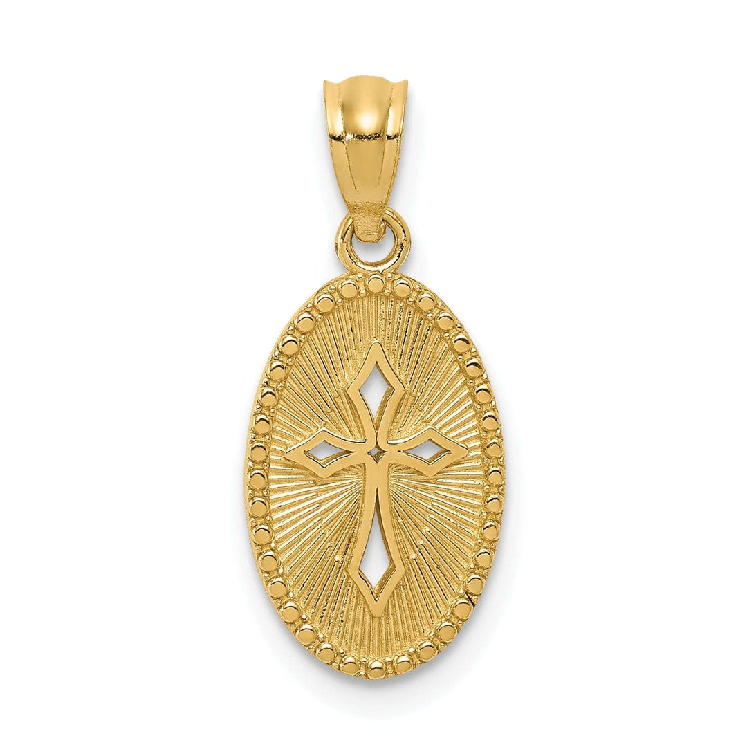 Lovely Rita's Pendants & Charms 14k Yellow Gold Small Cross Medal Oval Pendant