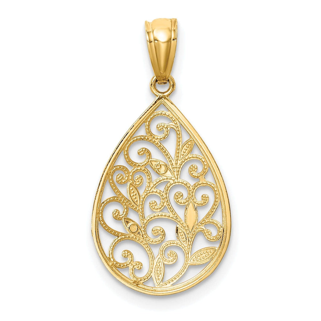 Lovely Rita's Pendants & Charms 14k Yellow Gold Small Filigree Teardrop Pendant