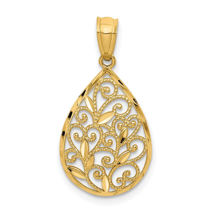Lovely Rita's Pendants & Charms 14k Yellow Gold Small Filigree Teardrop Pendant
