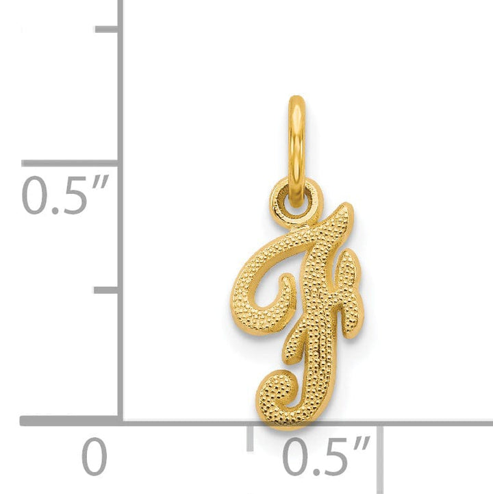 Lovely Rita's Pendants & Charms 14K Yellow Gold Small Script Design Letter F Initial Charm Pendant