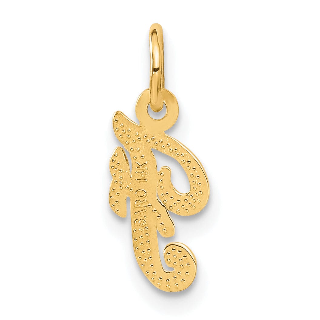Lovely Rita's Pendants & Charms 14K Yellow Gold Small Script Design Letter F Initial Charm Pendant