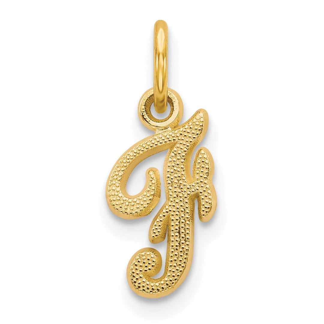 Lovely Rita's Pendants & Charms 14K Yellow Gold Small Script Design Letter F Initial Charm Pendant