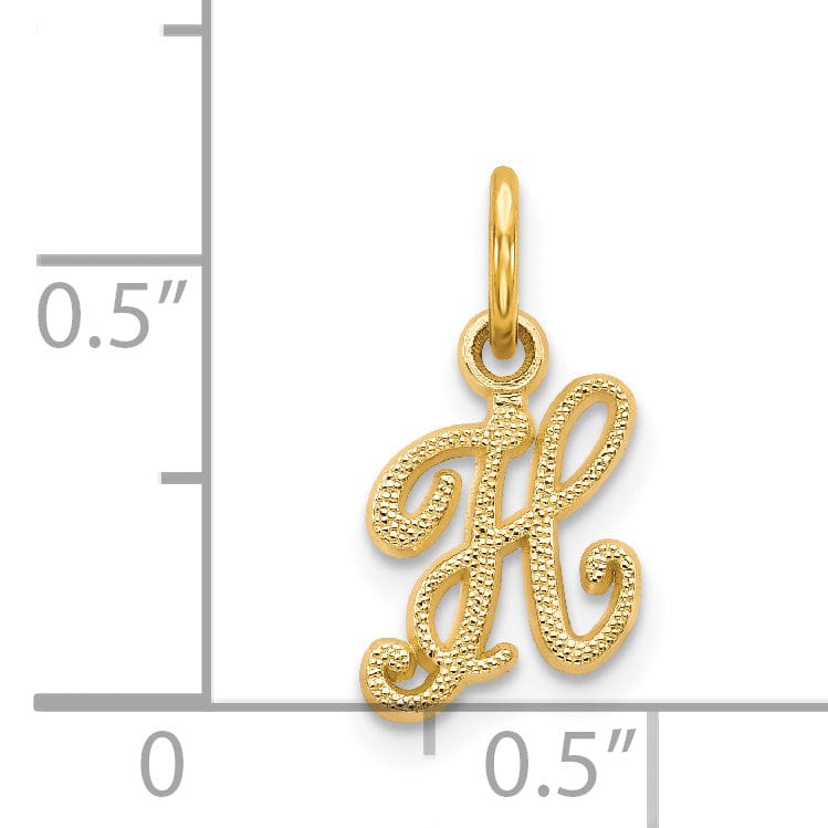 Lovely Rita's Pendants & Charms 14K Yellow Gold Small Script Design Letter H Initial Charm Pendant